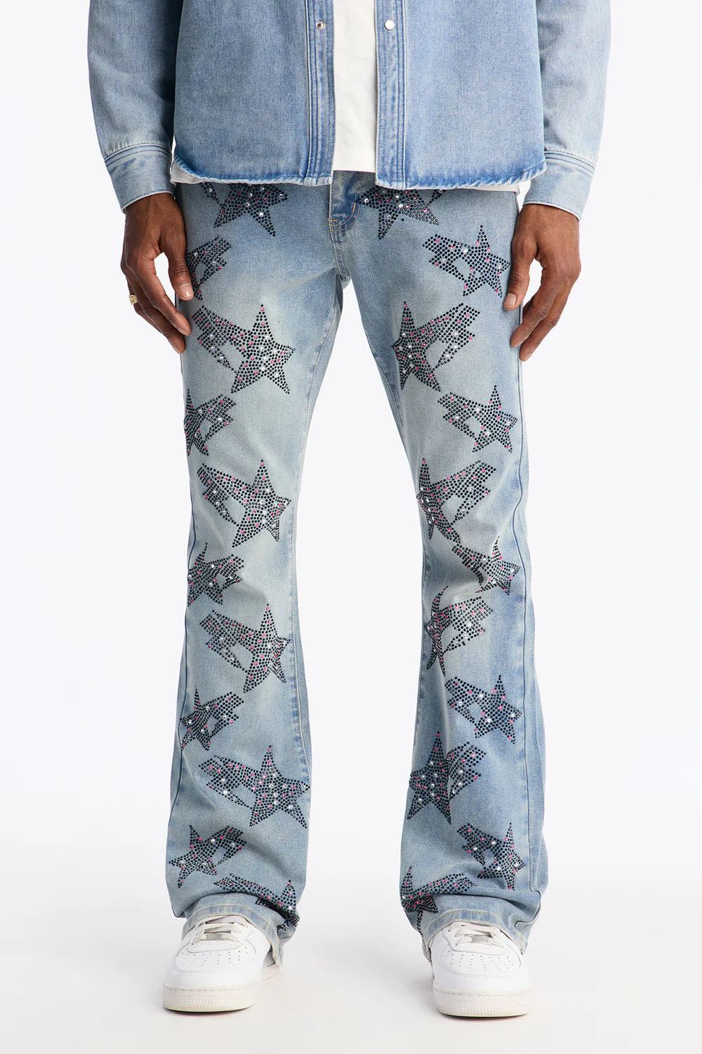 Stacked Skinny Flare Skyfire Jean - Medium Blue Wash