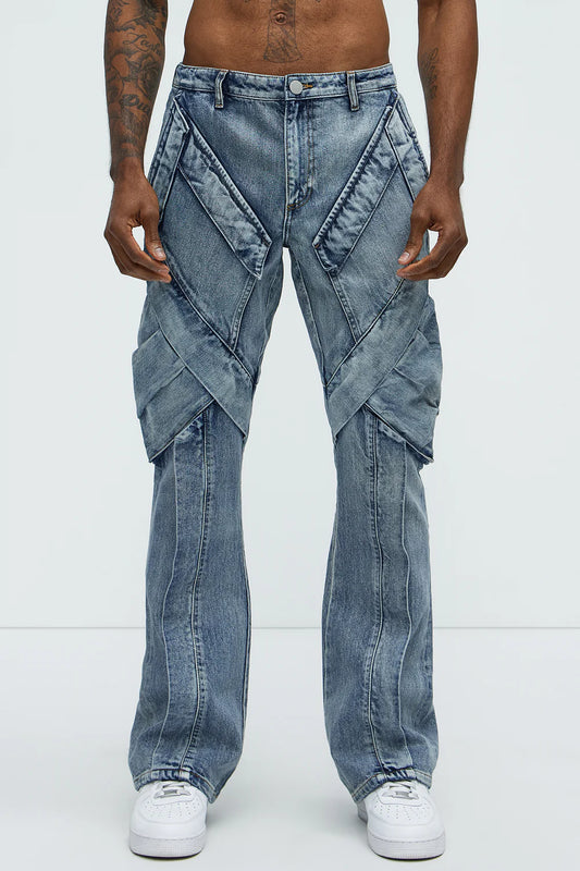 Light Wash Arlong Paneled Stacked Slim Flare Jeans