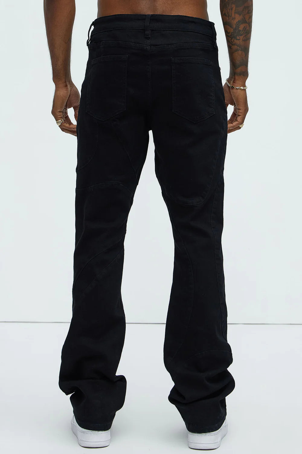 Have A Good One Paneled Stacked Slim Flare Jeans - Black