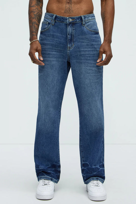 Call Me Over Straight Jeans - Medium Blue Wash