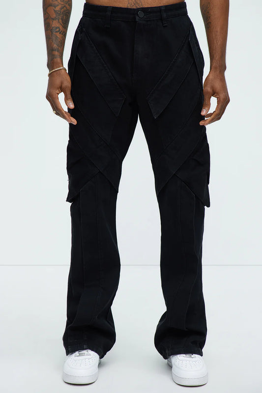 Arlong Paneled Stacked Slim Flare Jeans - Black