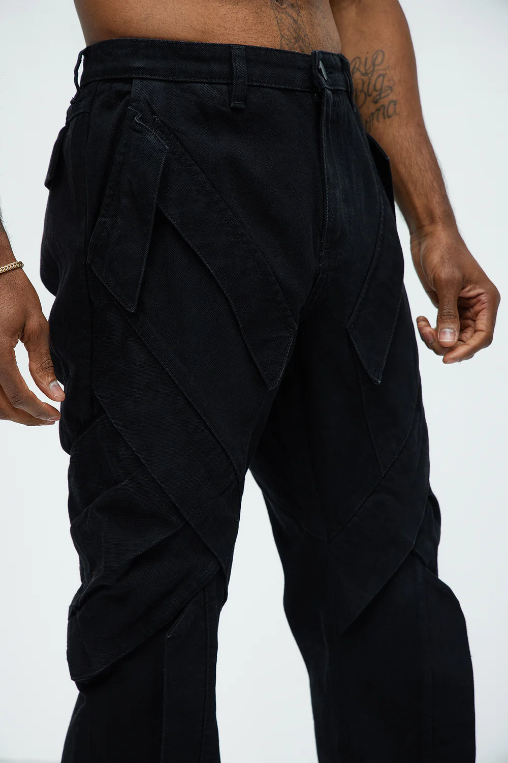 Arlong Paneled Stacked Slim Flare Jeans - Black