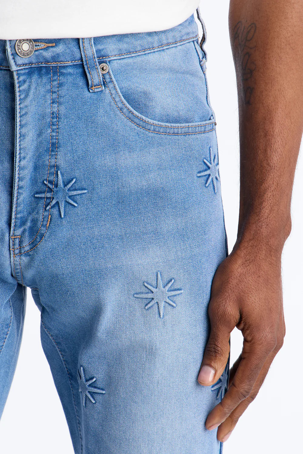 Stacked Slim Flare Embossed Supernova Jeans - Medium Blue Wash