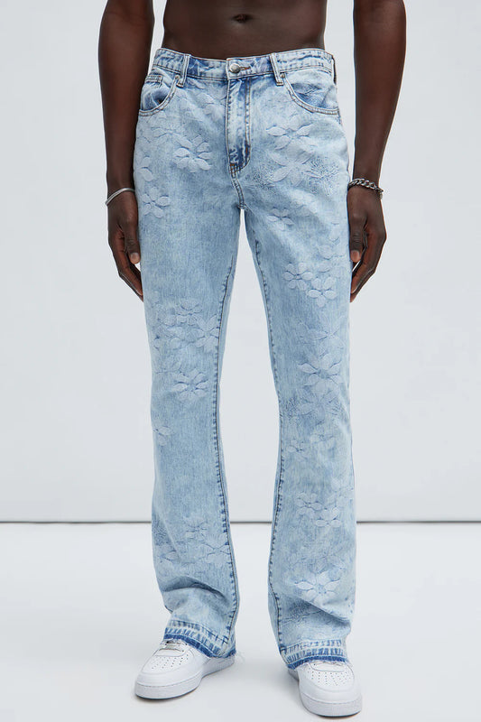 Kenneth Stacked Slim Flare Jeans - Light Blue Wash