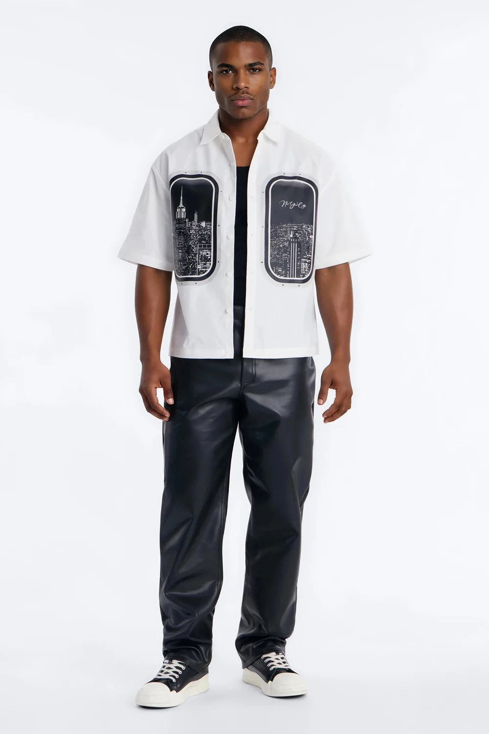 Skyline Views Short Sleeve Button Up Shirt