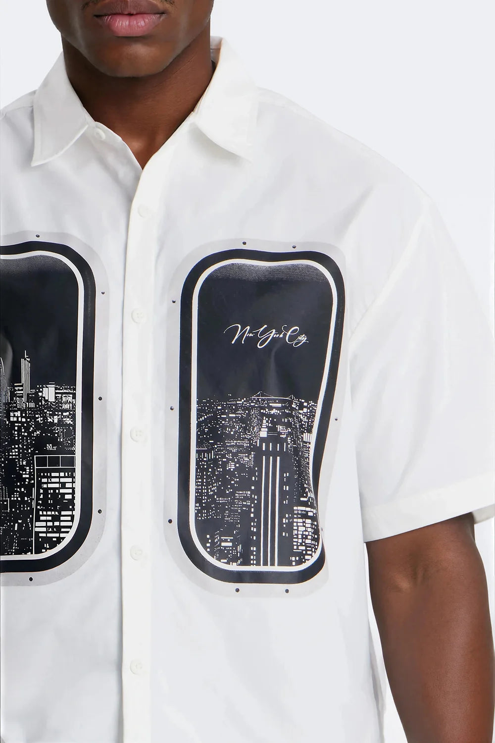 Skyline Views Short Sleeve Button Up Shirt