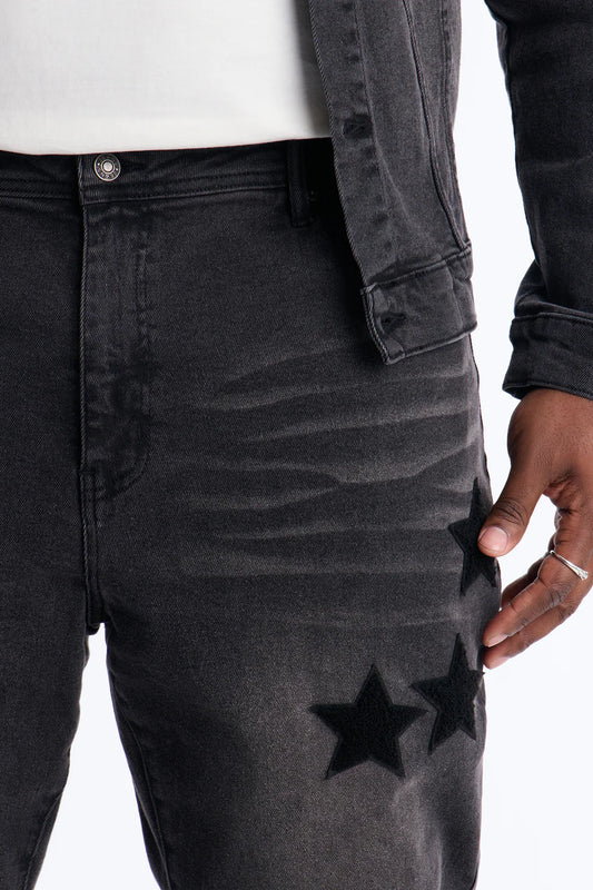 Stacked Skinny Flare Stellar Jean - Black Wash