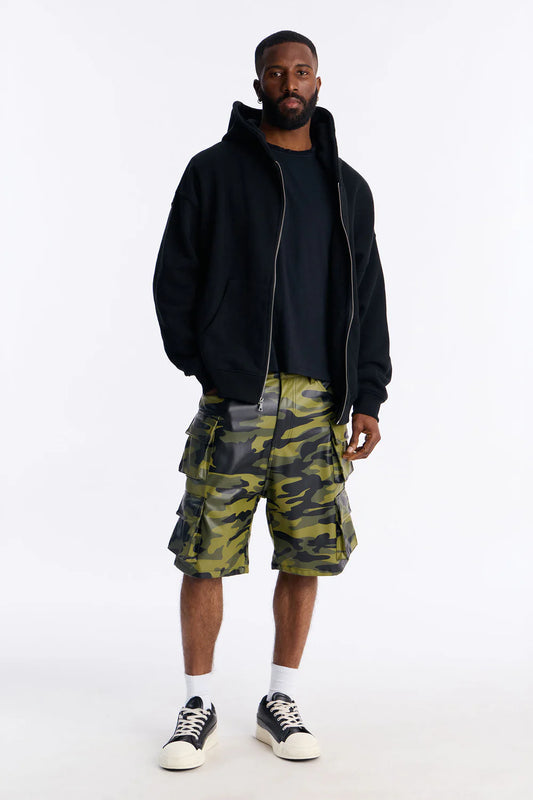 Faux Leather Camo Mirage Cargo Short - Camouflage