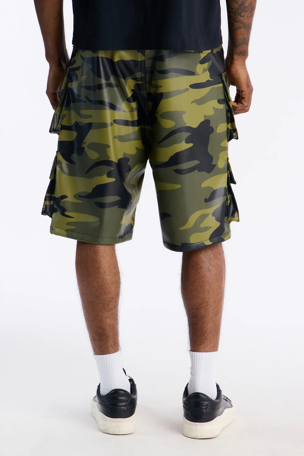 Faux Leather Camo Mirage Cargo Short - Camouflage