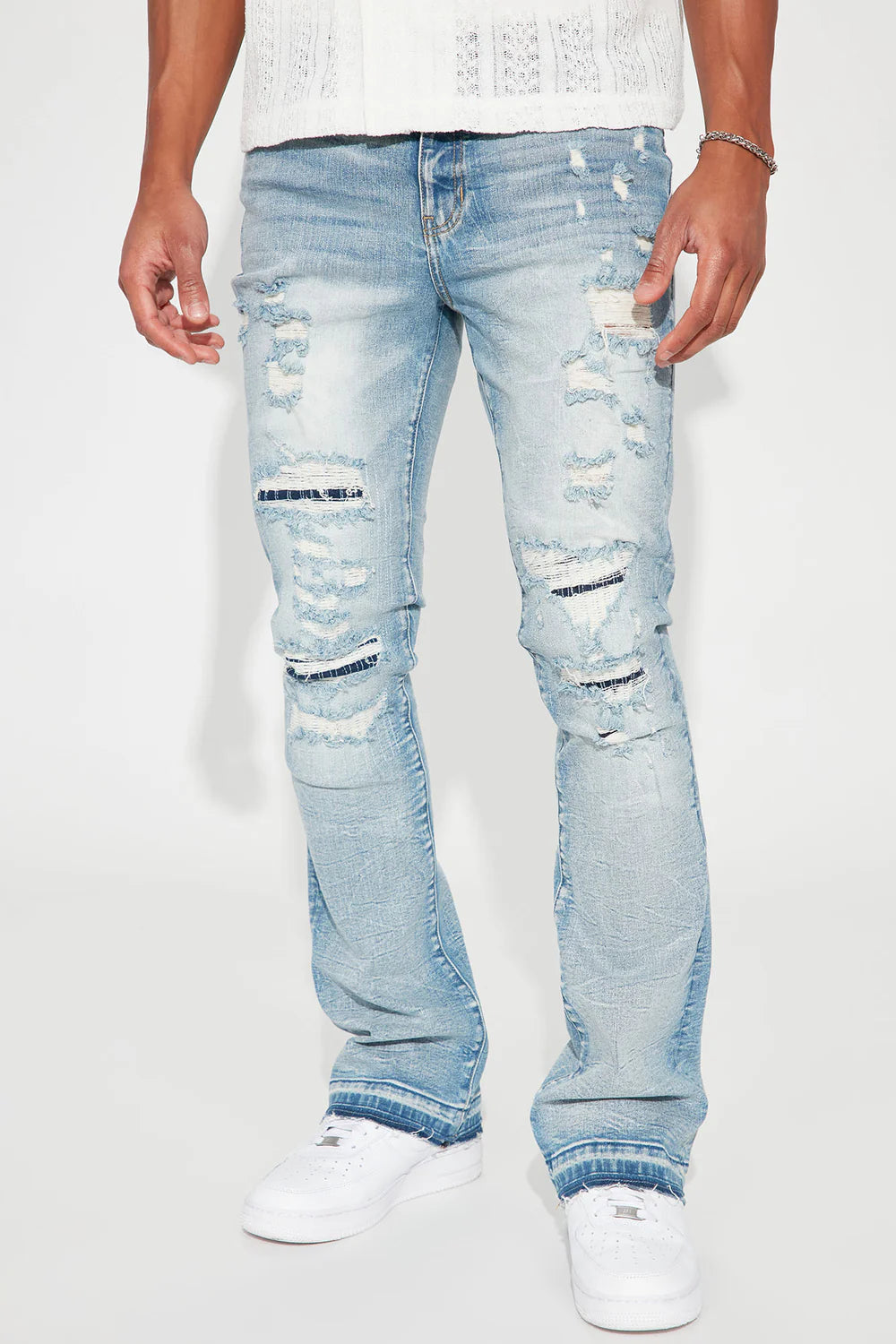 Undercover Slim Stacked Flare Jeans - Medium Blue Wash