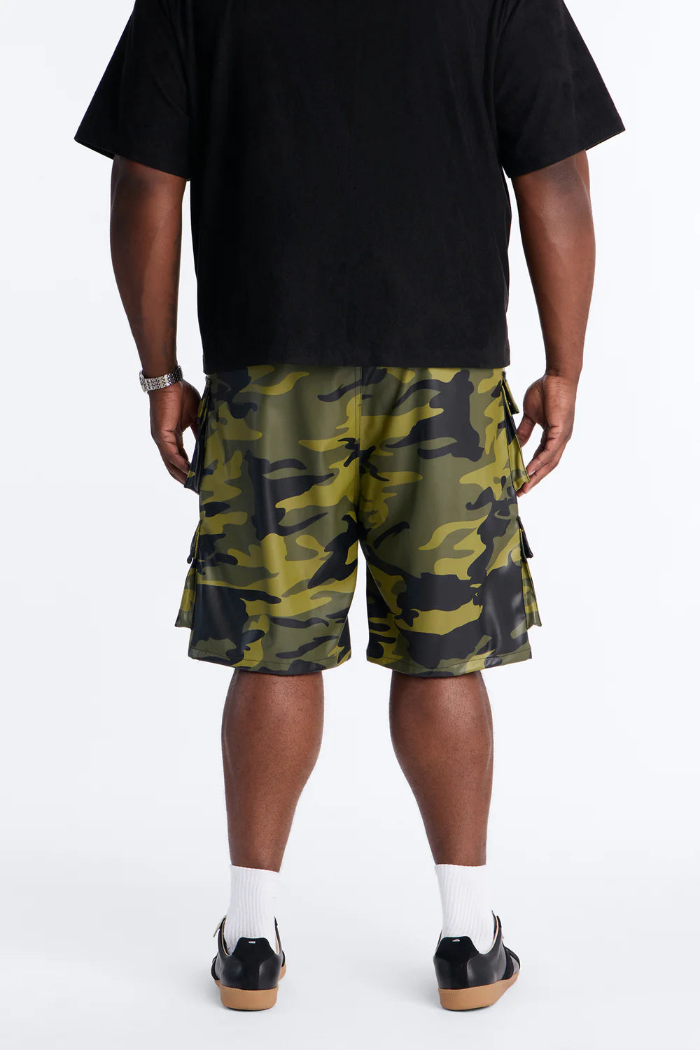 Faux Leather Camo Mirage Cargo Short - Camouflage