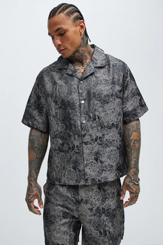 Harrison Jacquard Shirt - Charcoal