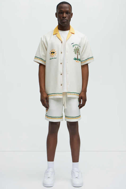 Malibu Beach Shirt - Ivory/combo
