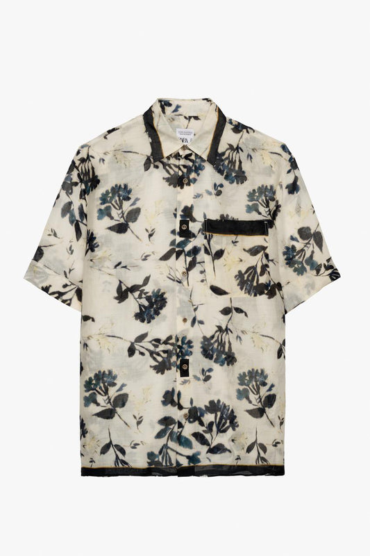 LIMITED EDITION FLORAL PRINT SHIRT - GREY