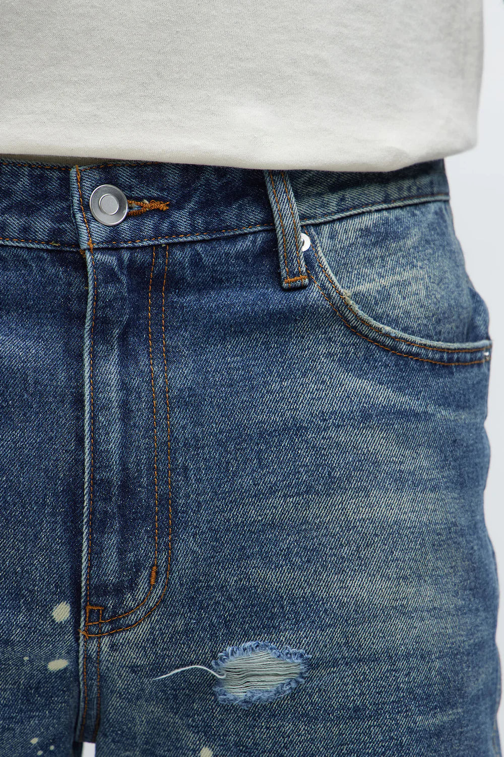 Slim See Me Come Up Bleach Spotted Jeans - Medium Blue Wash