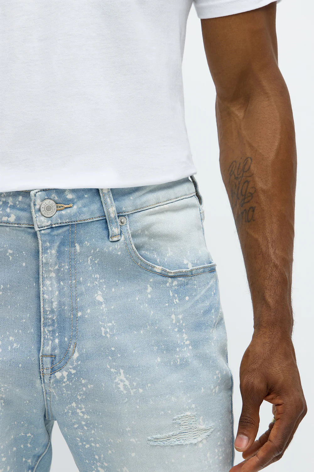 Stacked Skinny Flare Bleach Croc Jean - Light Wash