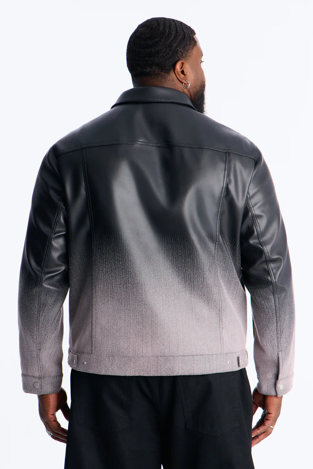 Ombre Faux Leather Trucker Jacket - Pink/combo