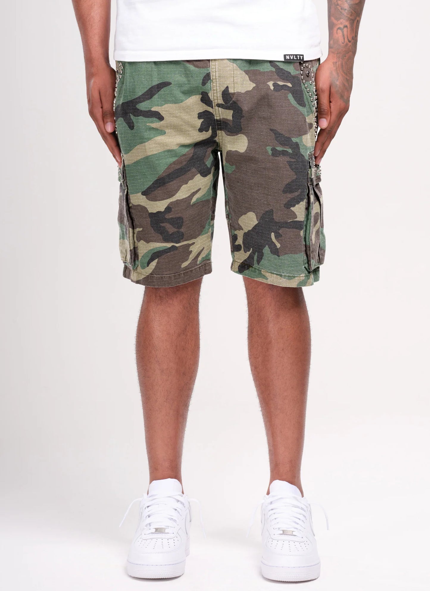 Vintage Studded Cargo Shorts - Camo