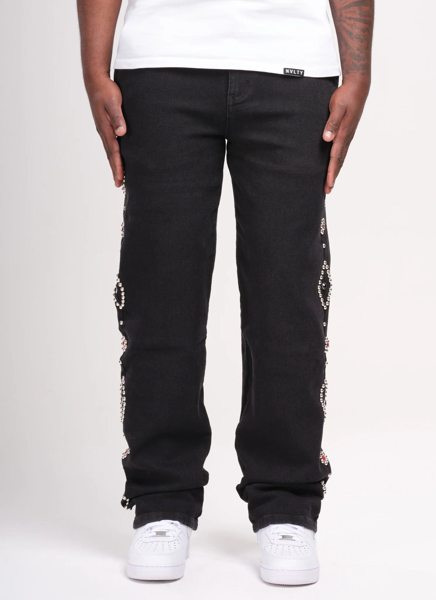 Vintage Studded Jeans - Black