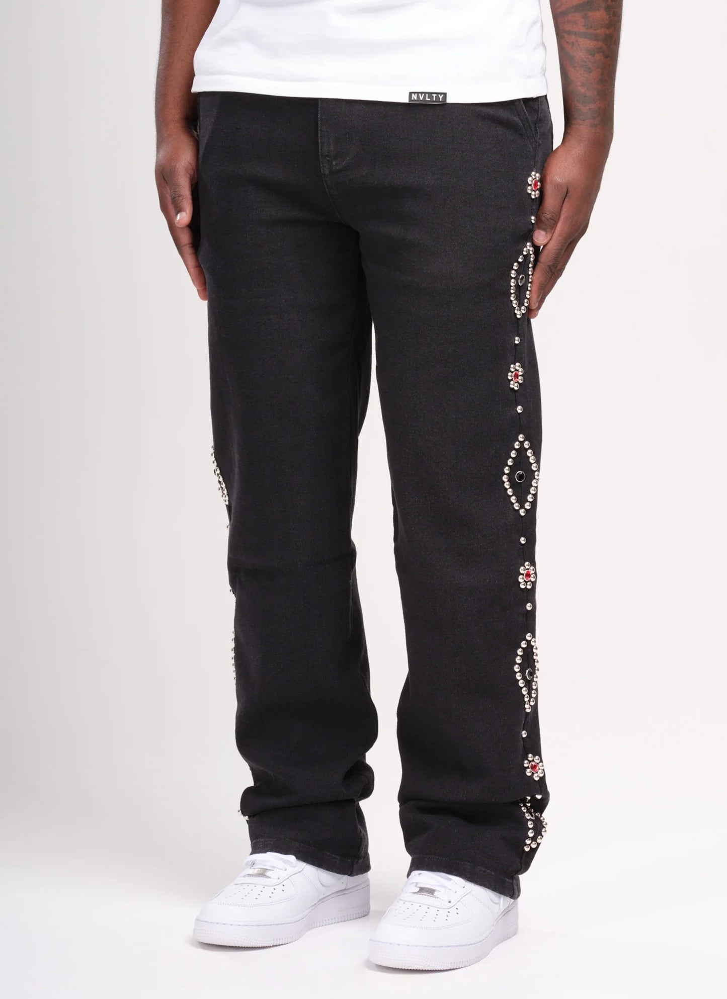 Vintage Studded Jeans - Black