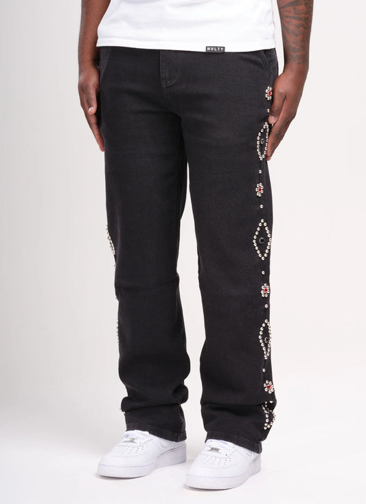 Vintage Studded Jeans - Black