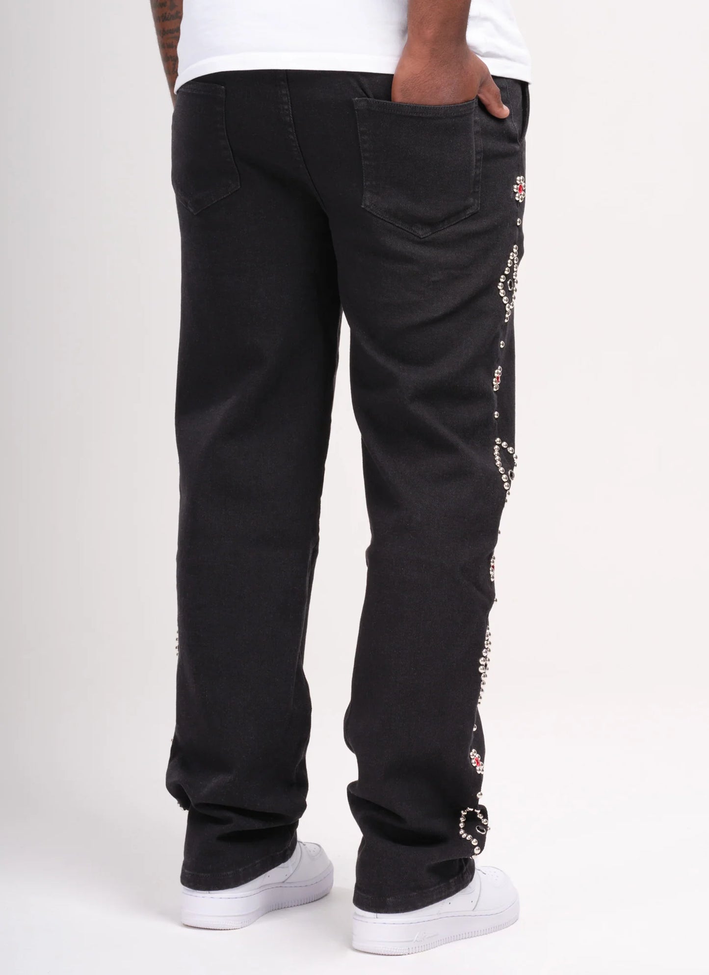 Vintage Studded Jeans - Black