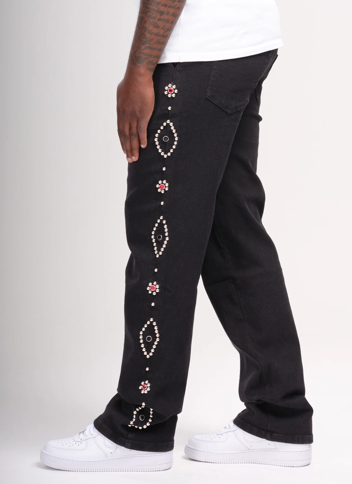 Vintage Studded Jeans - Black