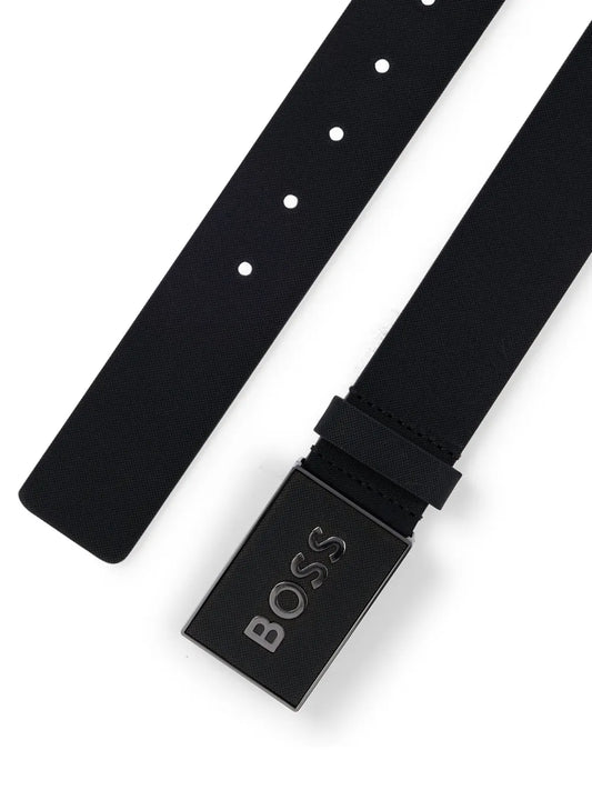 logo-buckle leather belt