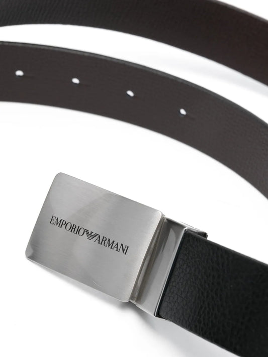 logo-buclke reversible leather belt