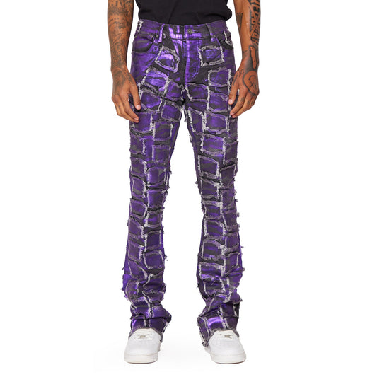 “4444” PURPLE WAXED STACKED FLARE JEAN