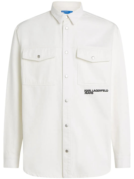 Karl print denim overshirt