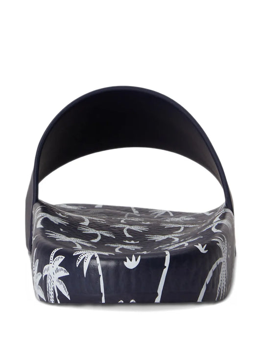 palm-tree-print pony slides