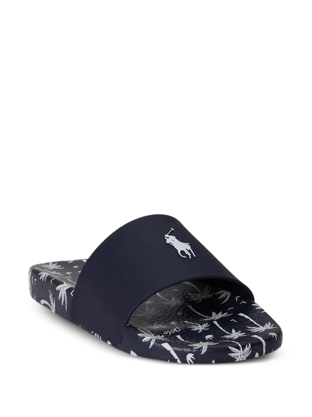 palm-tree-print pony slides