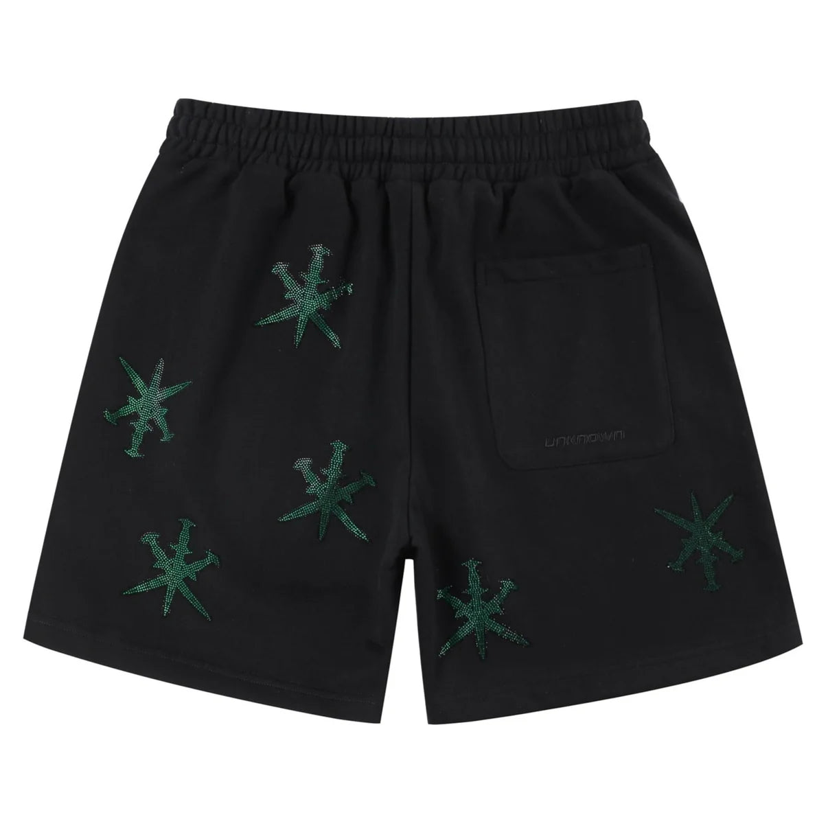 BLACK / GREEN RHINESTONE SHORTS