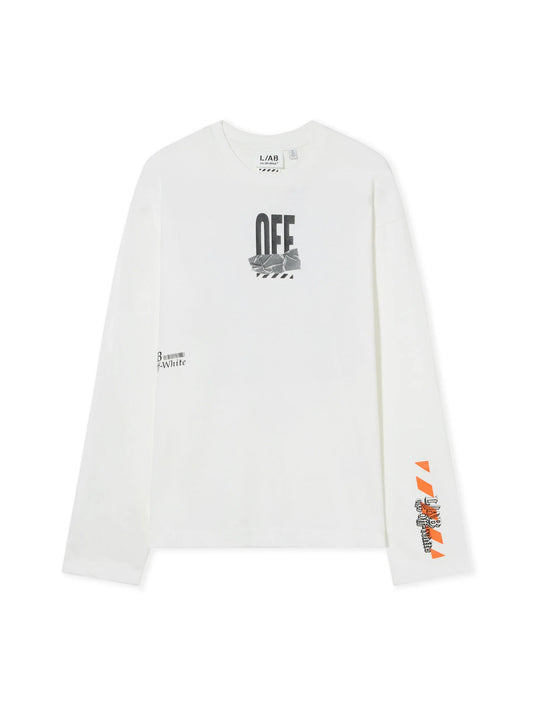 White L/AB Off Active Tape Long-Sleeved T-Shirt