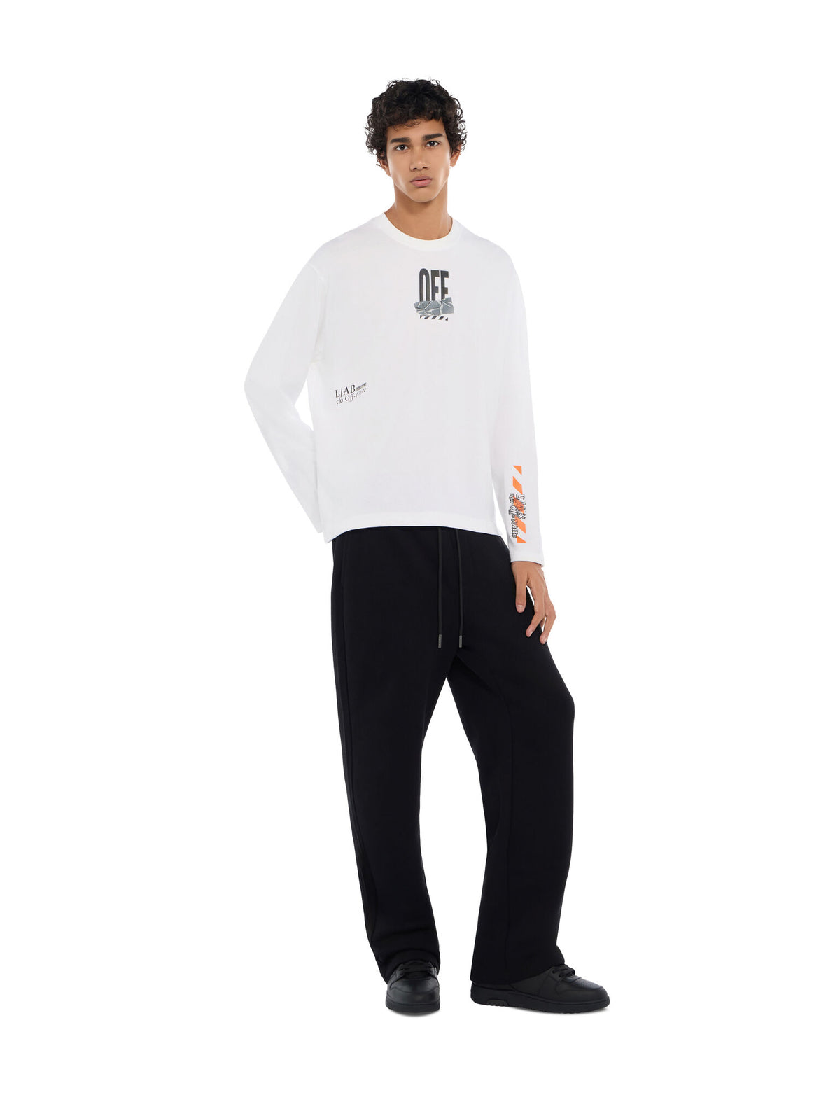 White L/AB Off Active Tape Long-Sleeved T-Shirt