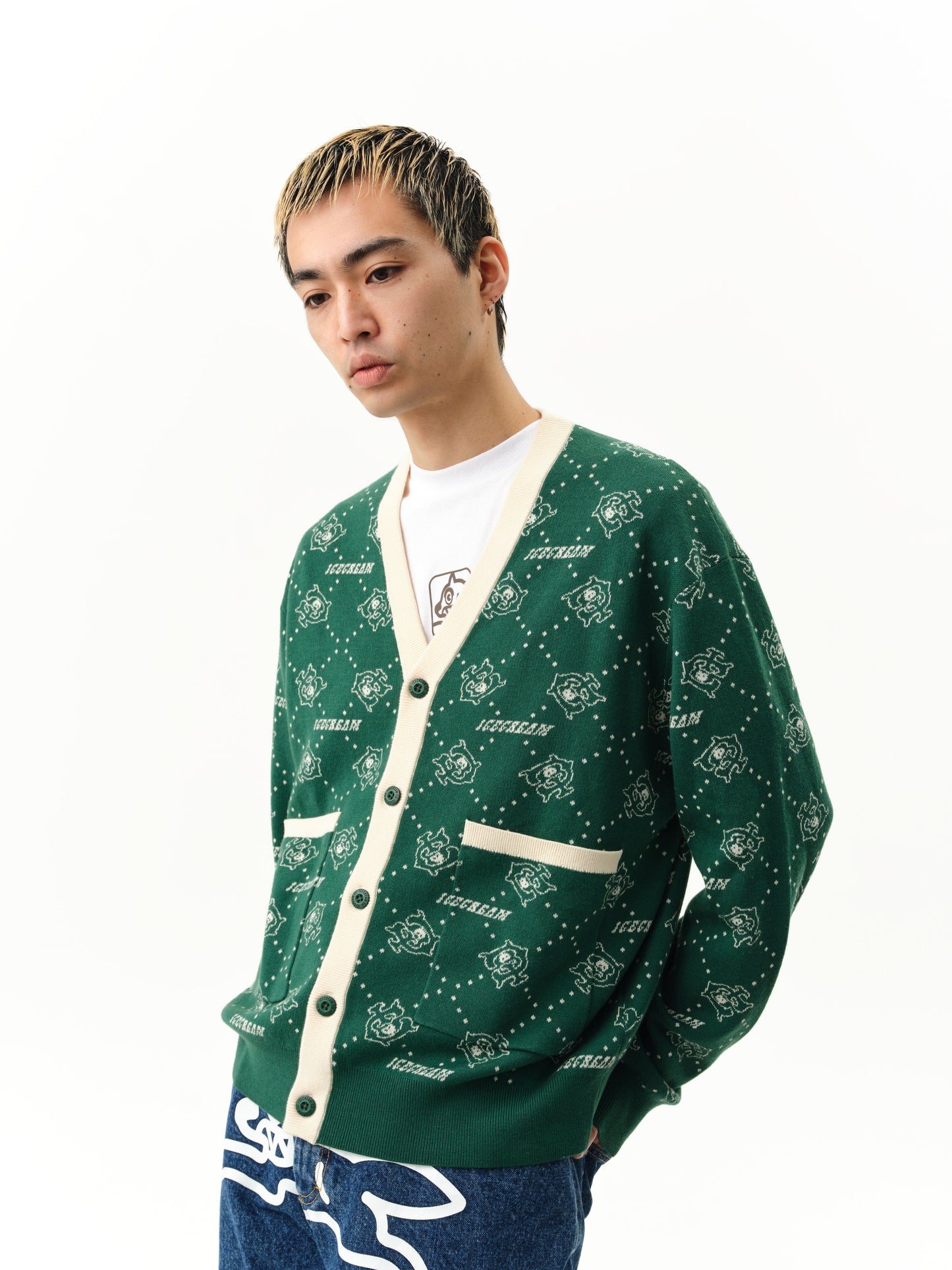 MONOGRAM KNIT CARDIGAN - GREEN