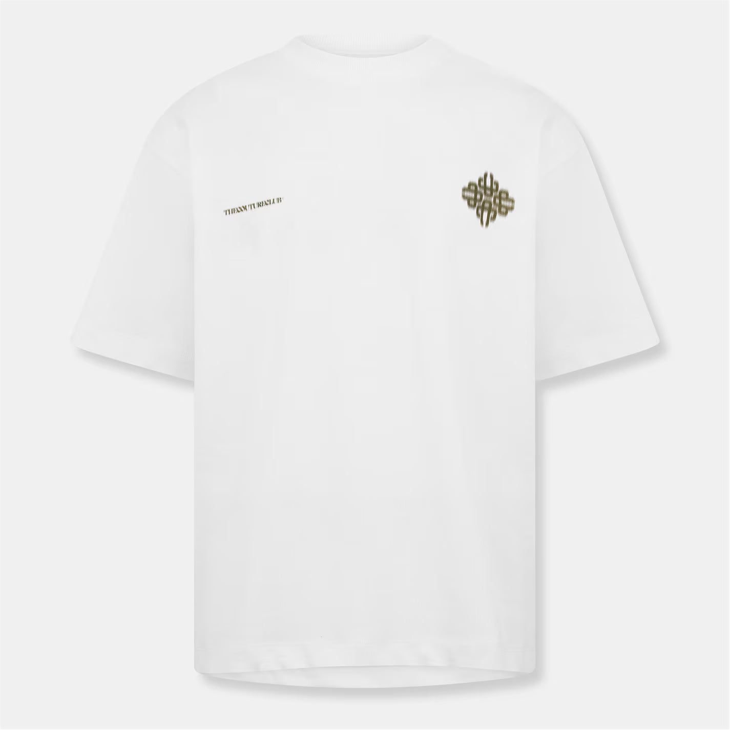 White Mens Blurred Graphic Emblem T-Shirt