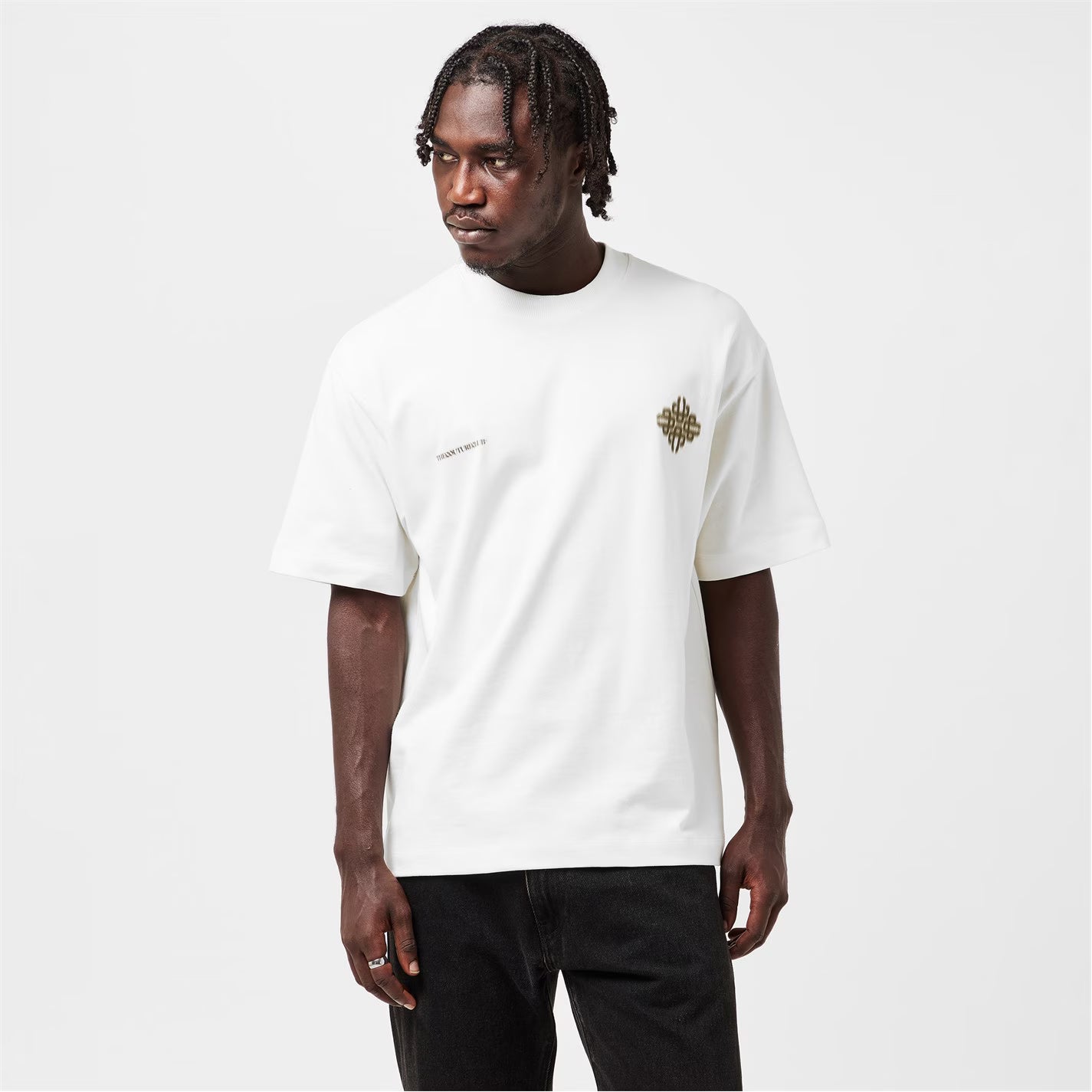 White Mens Blurred Graphic Emblem T-Shirt