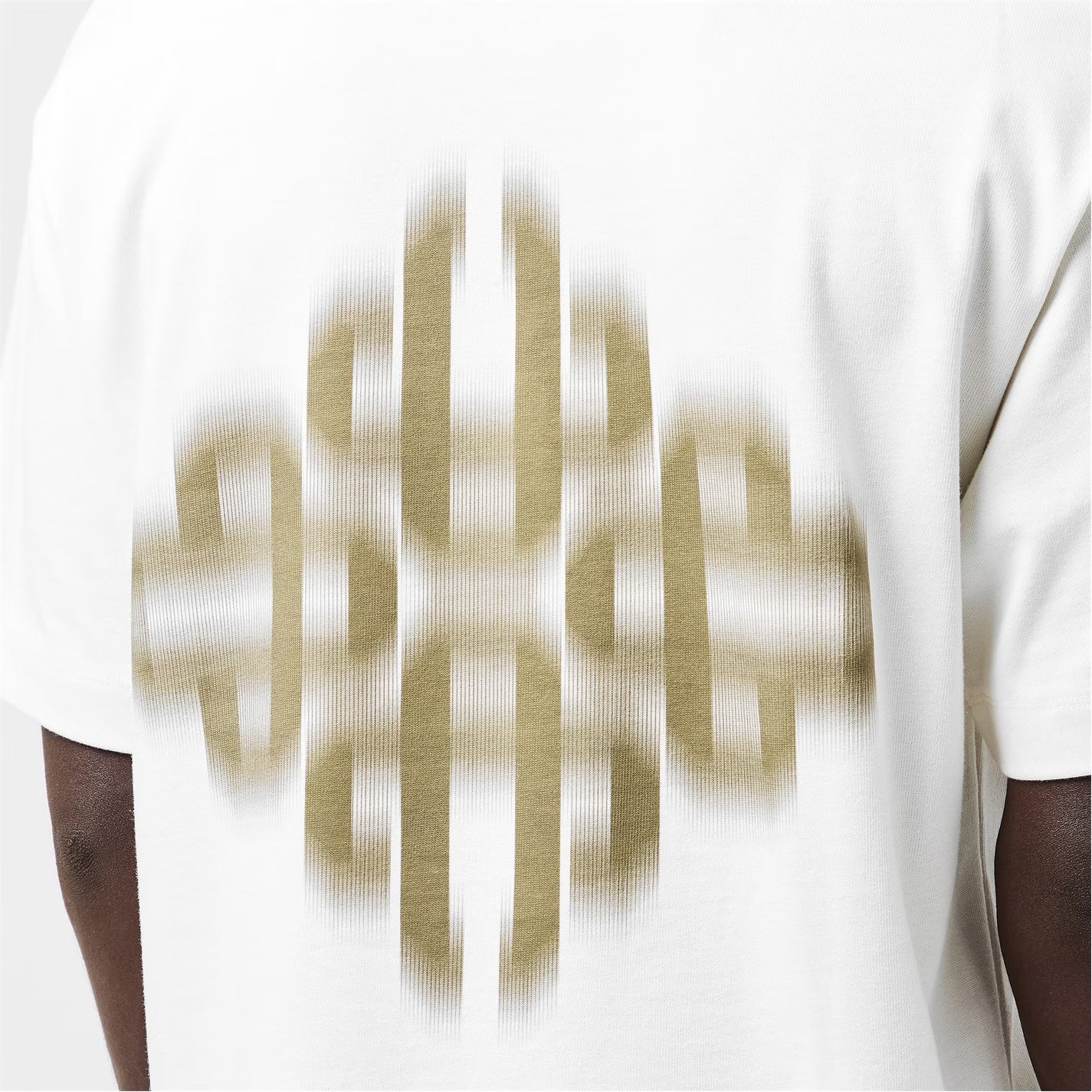 White Mens Blurred Graphic Emblem T-Shirt