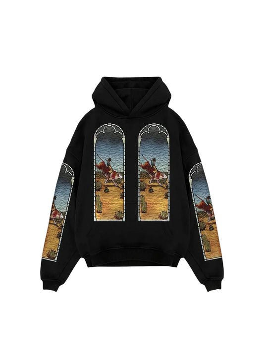 Who Decides War x EST Gee Stained Glass "BLACK" hoodie
