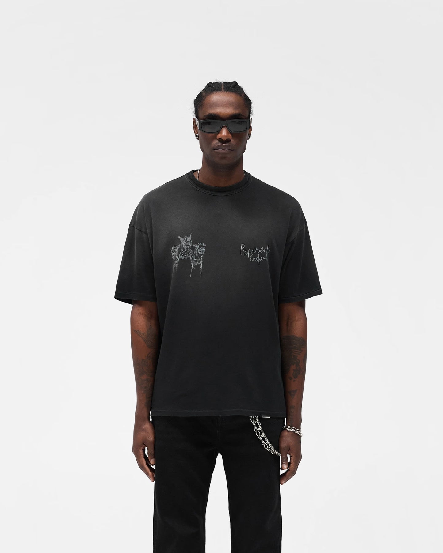 Aged Black Hand Drawn Thoroughbred T-Shirt