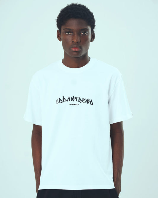 Graffiti Puff Logo Print T-Shirt - White