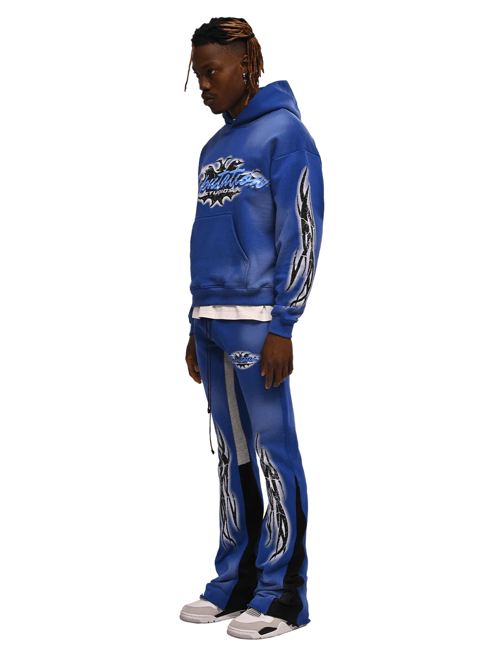 TRIBAL FLARE SWEATPANTS - ROYAL BLUE