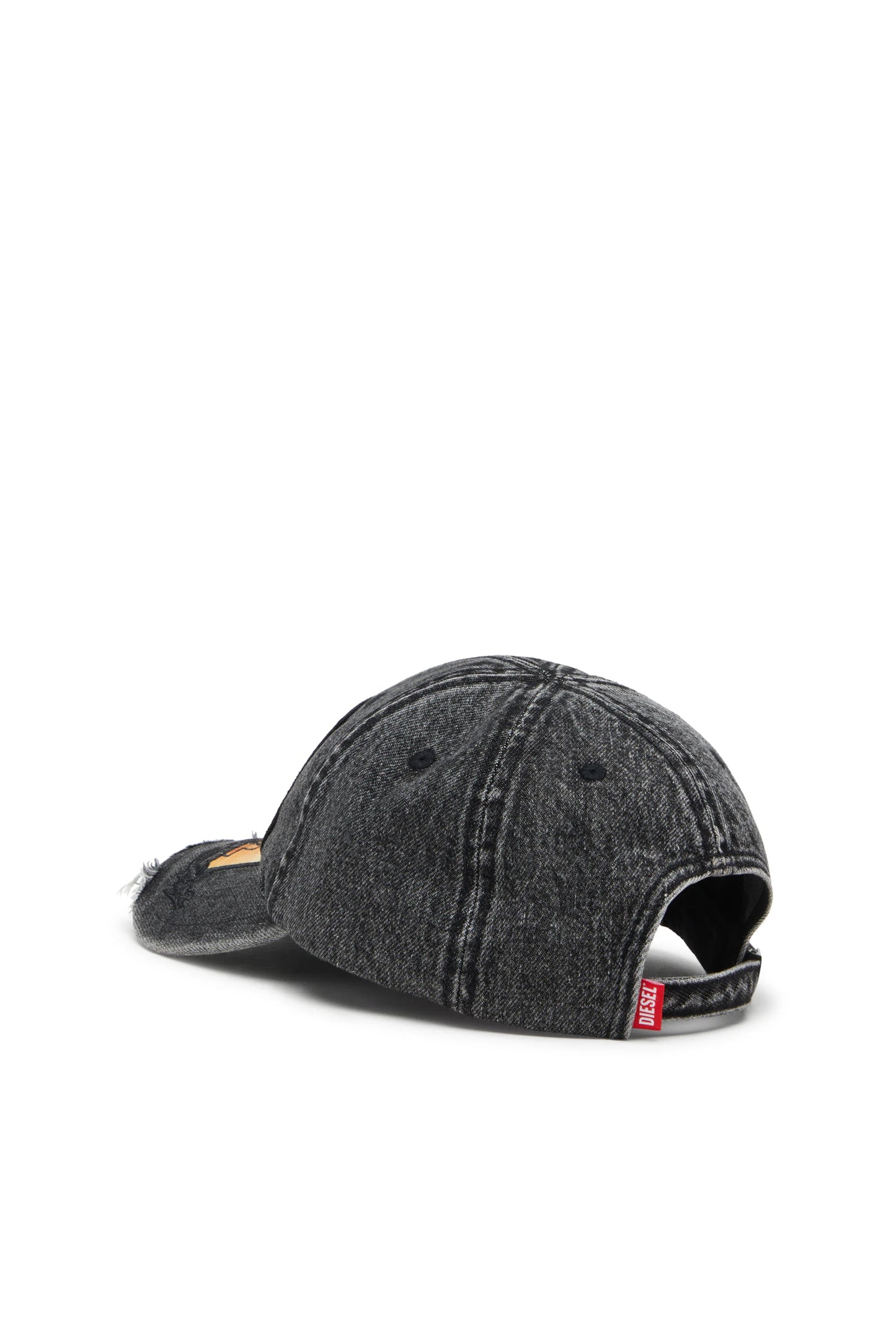 Denim baseball cap with patch and frayed details