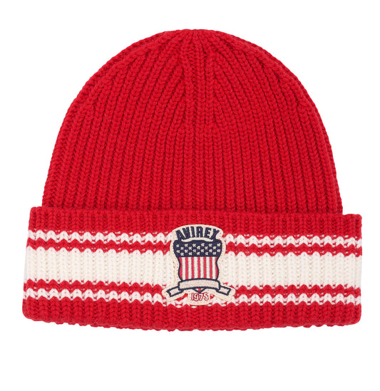 ICON STRIPED BEANIE - RED