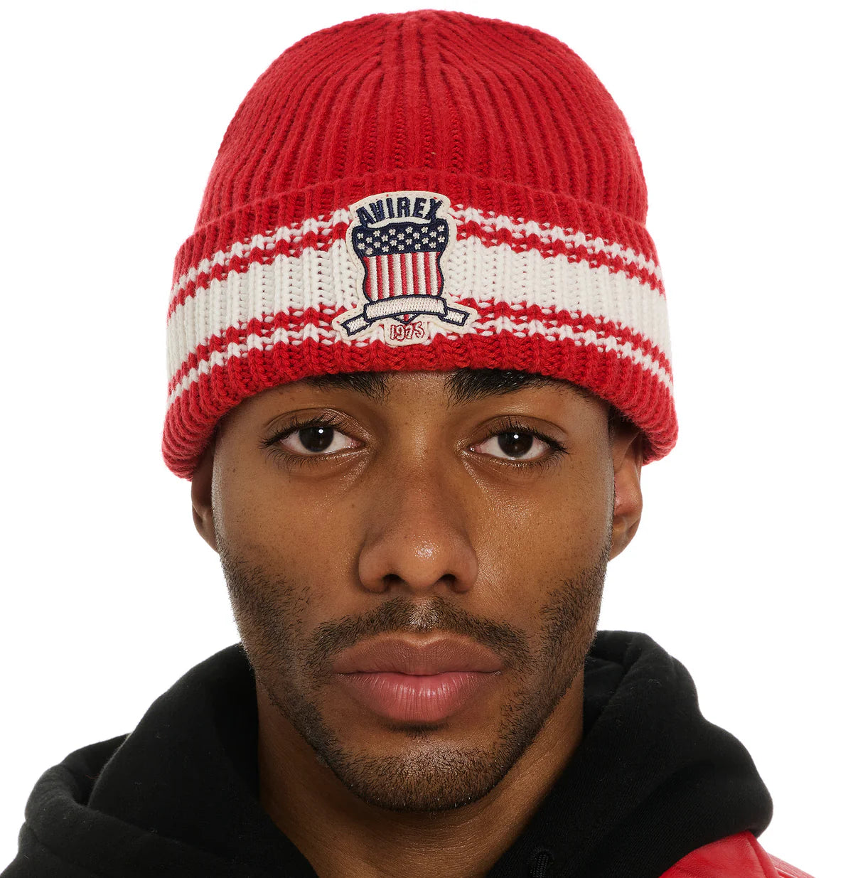 ICON STRIPED BEANIE - RED