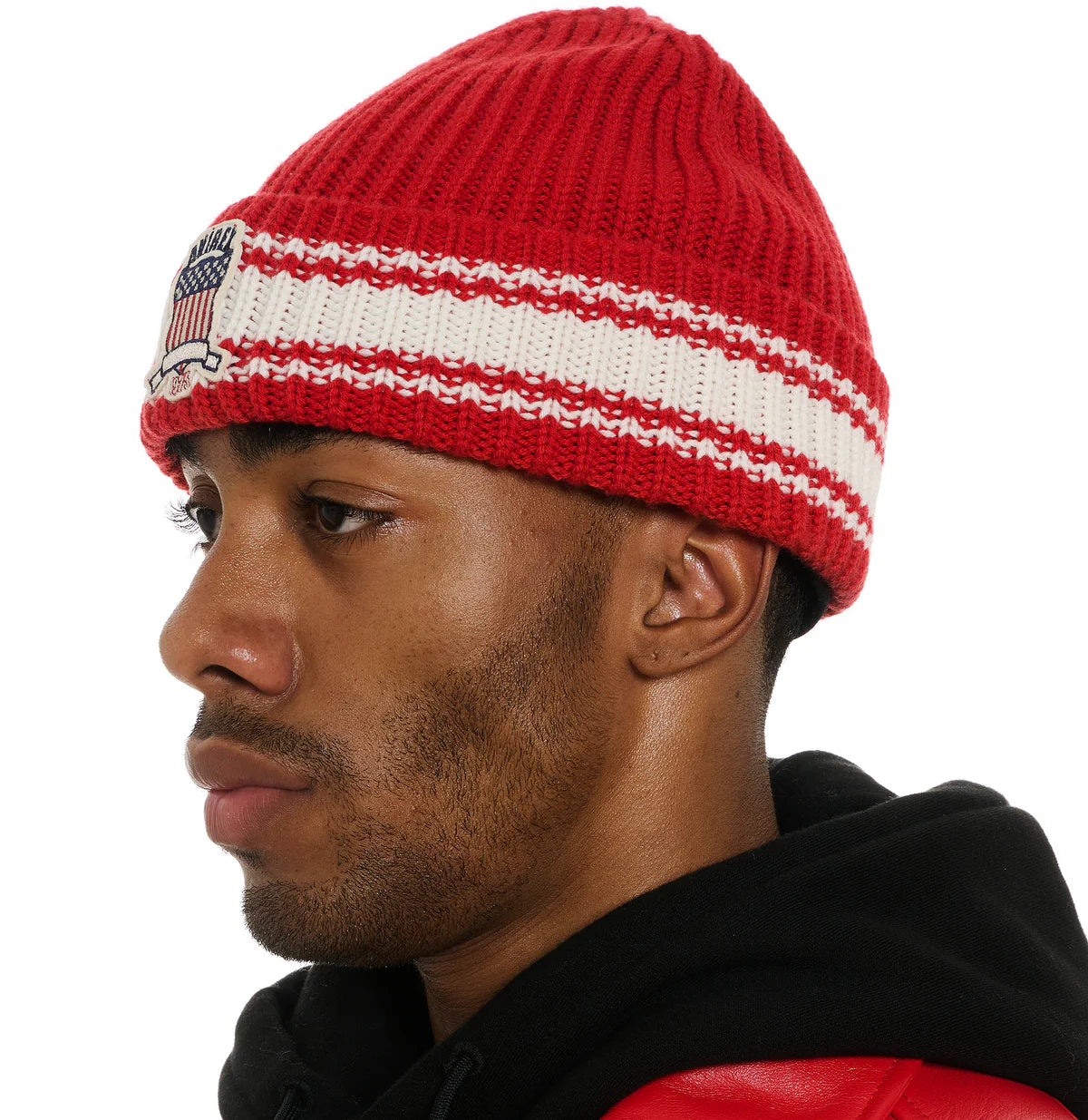 ICON STRIPED BEANIE - RED