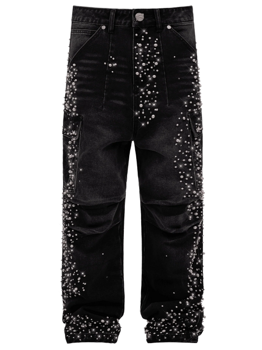 Black Cargo Embellish Denim