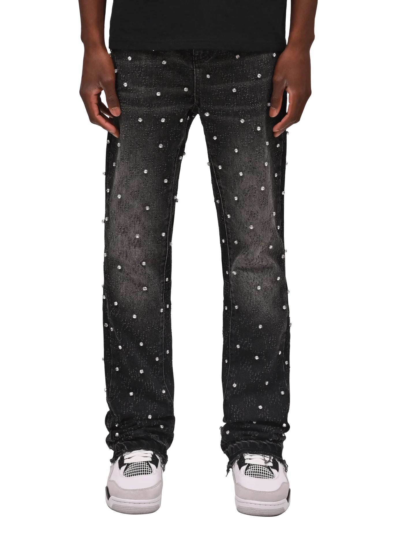 Rhinestone Flare Denim - Black